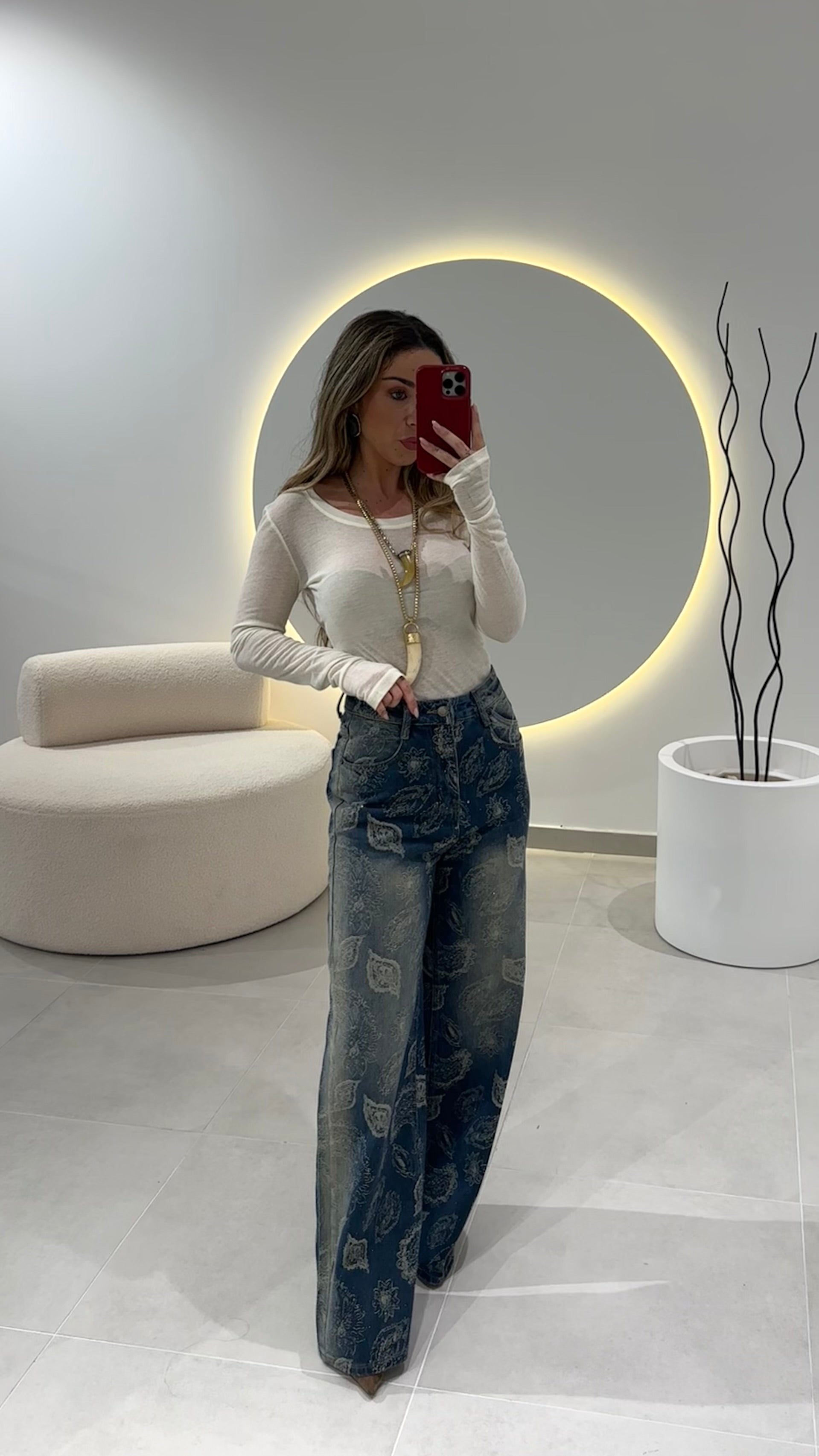 High Waist Bandana Jeans