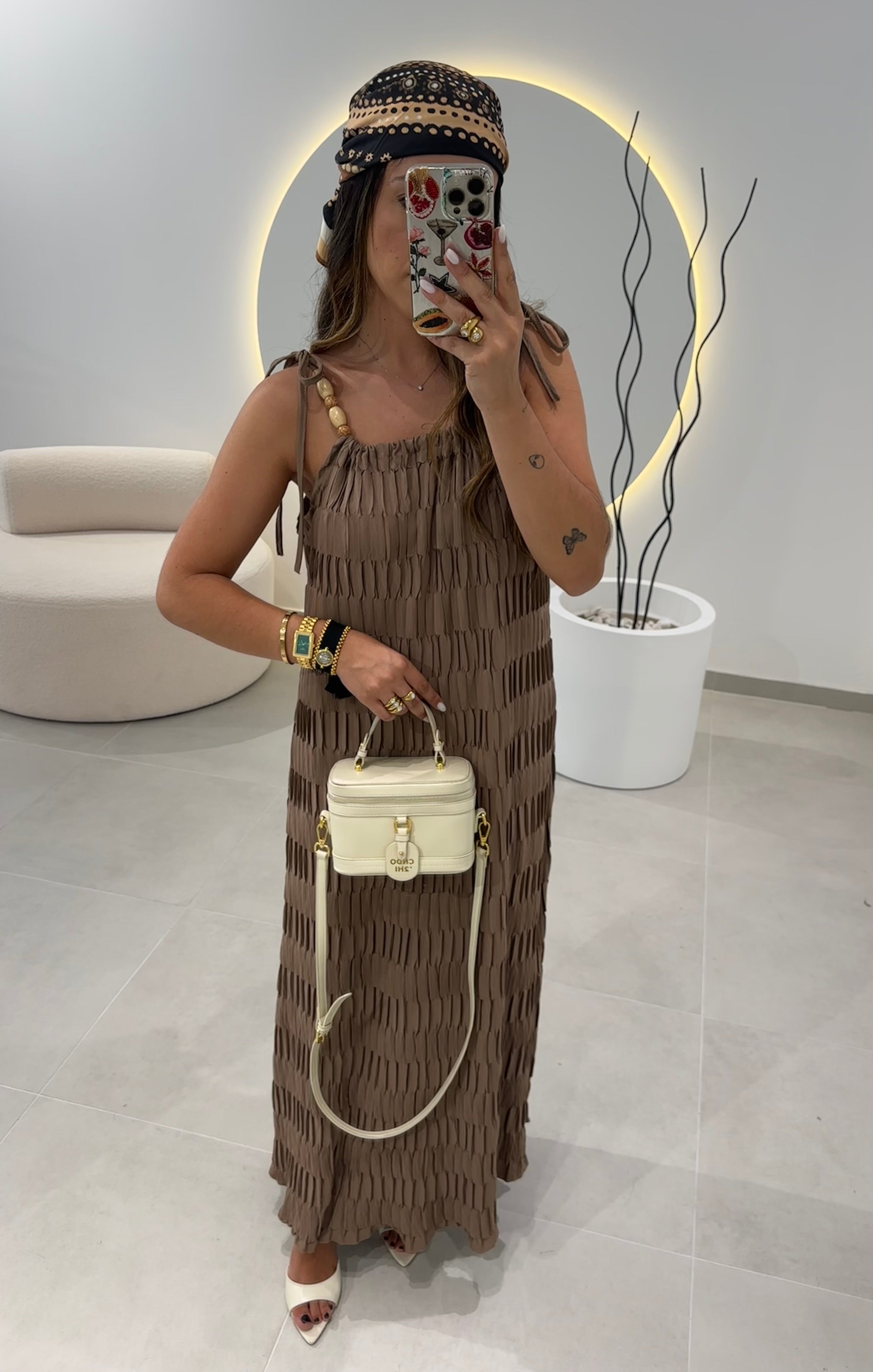 Vestido Plissado Toupe
