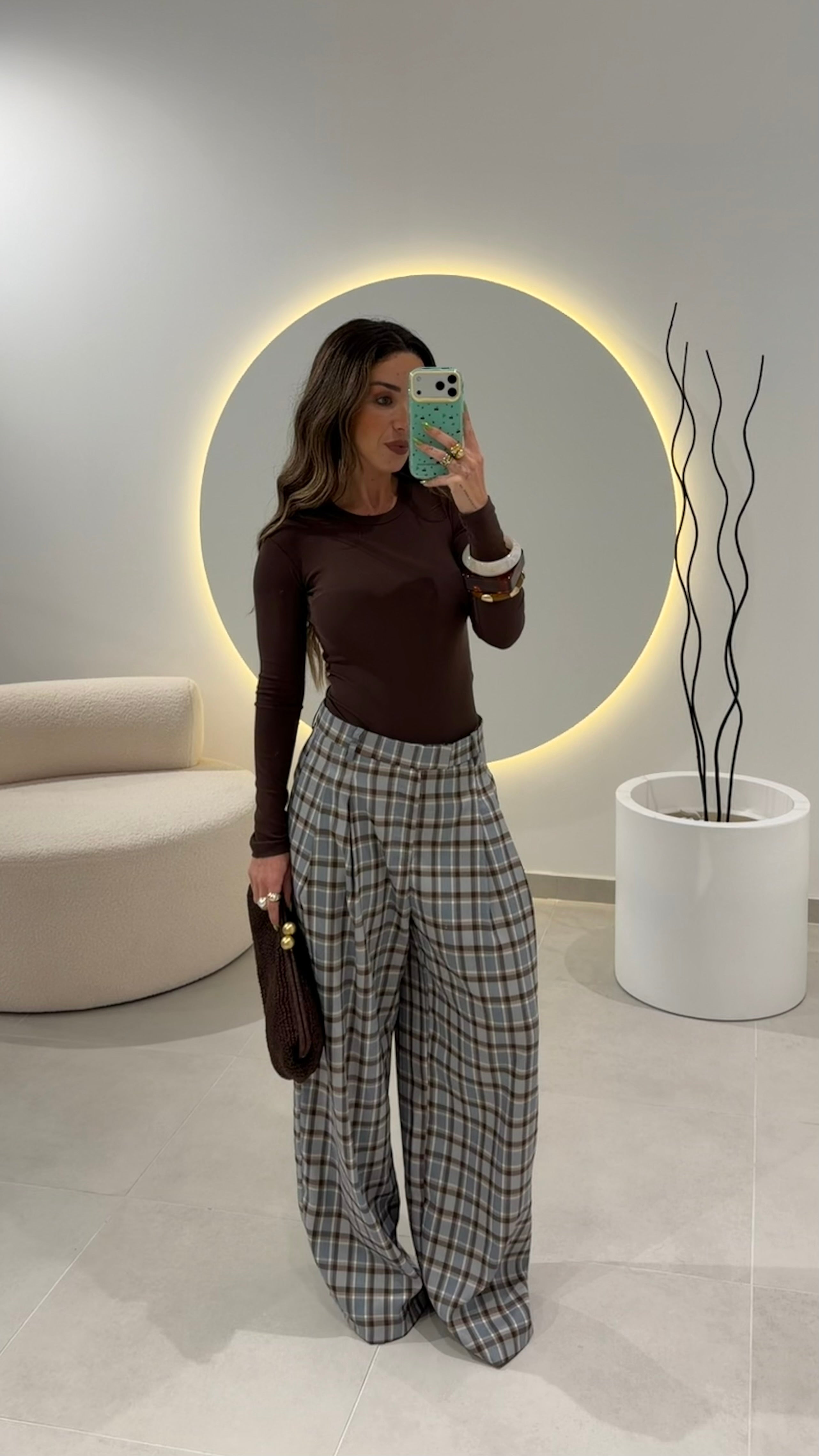 Blue and Brown Checkered Pants
