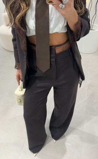 Brown Lace Trousers Lumina