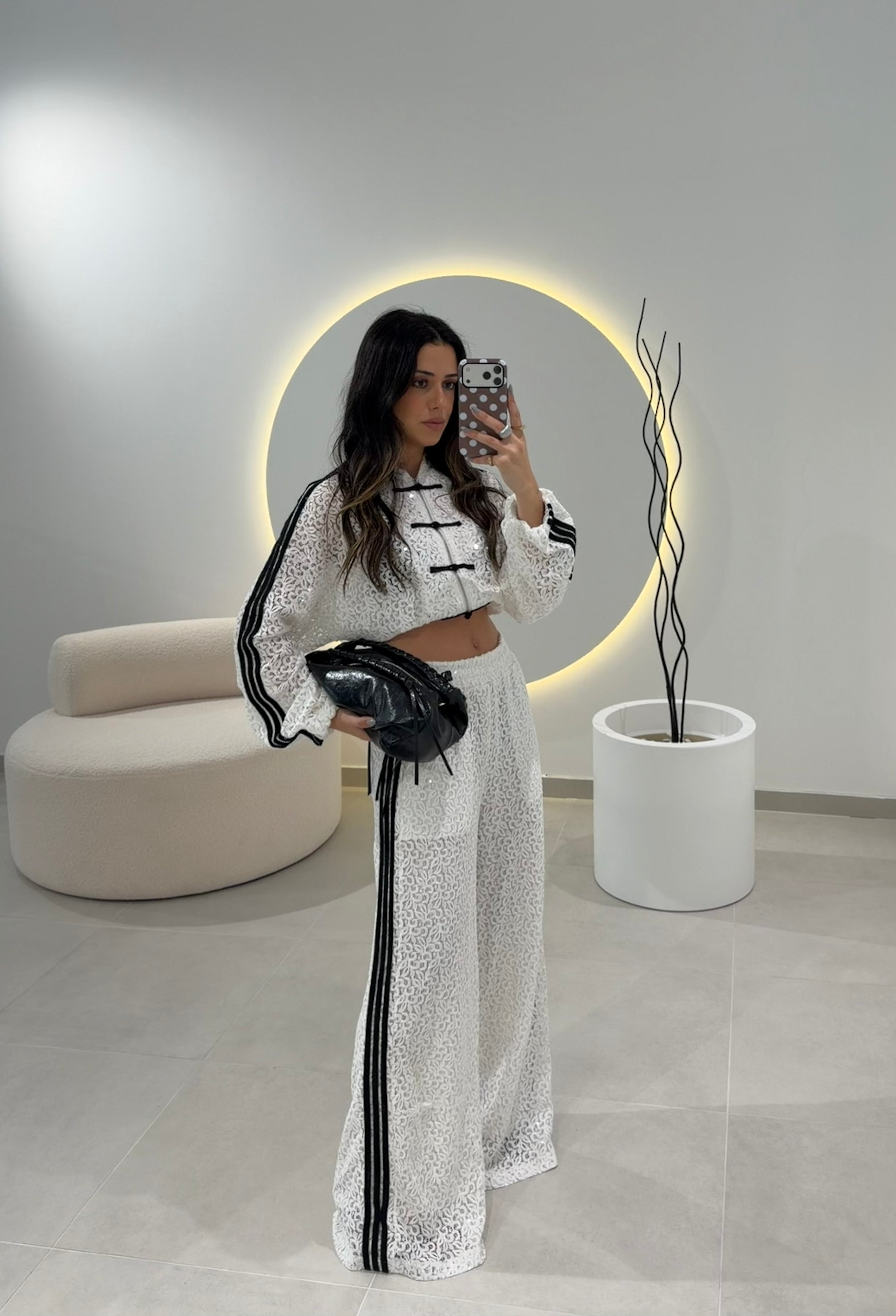 White Sequin Bomber Lumina