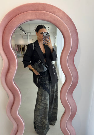 Black Oversize Blazer With Details