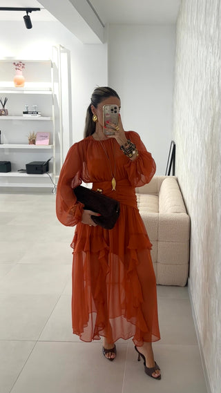 Terracotta Ruffled Dress