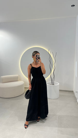 Vestido Preto Cinto Trançado
