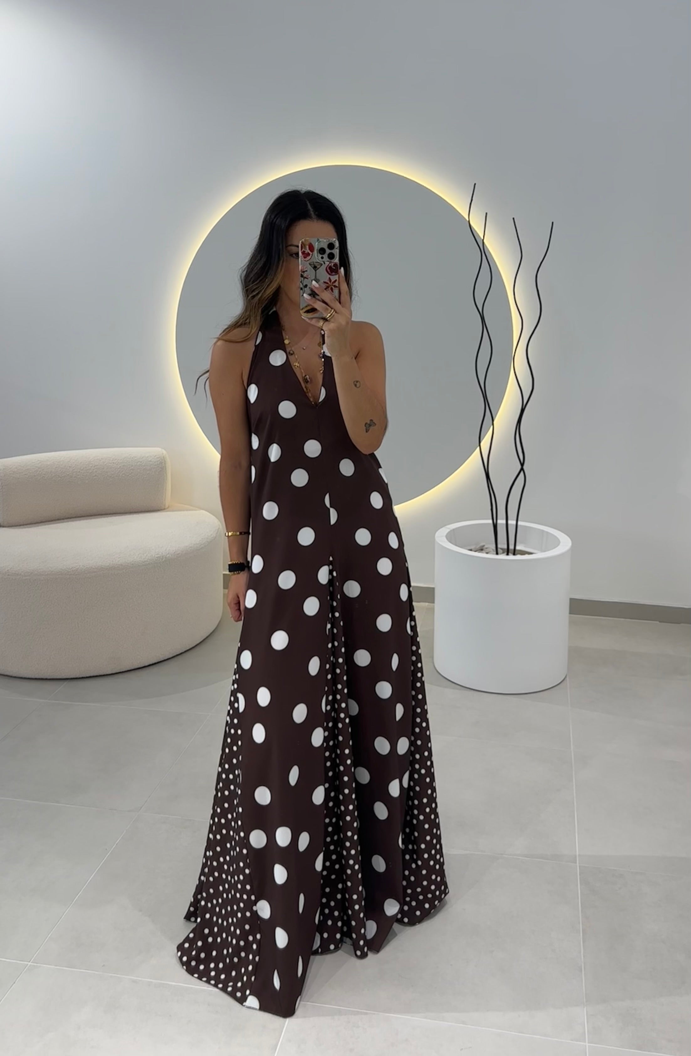 Vestido  Polkadot Castanho