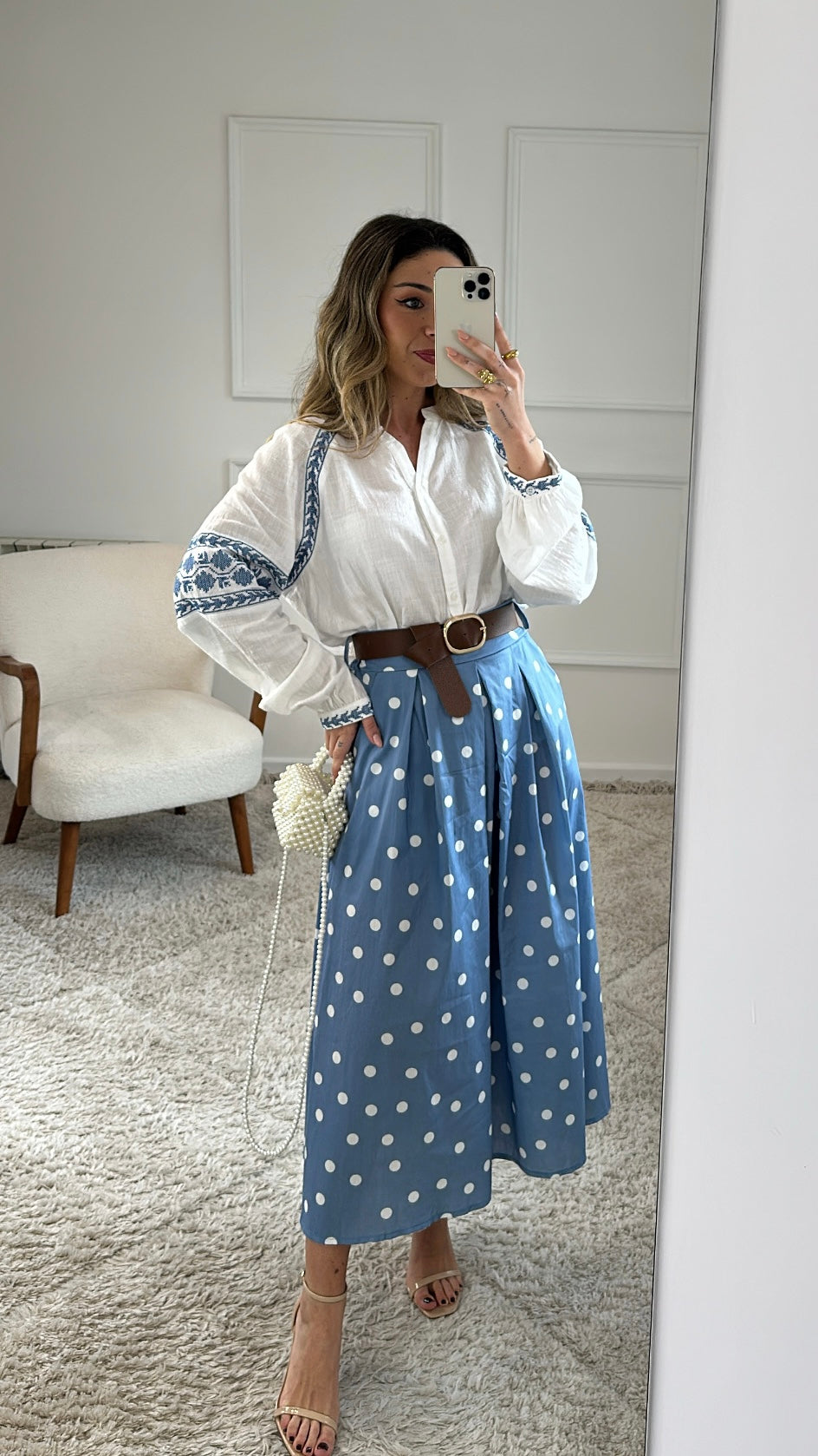 Saia Polka Dot Azul