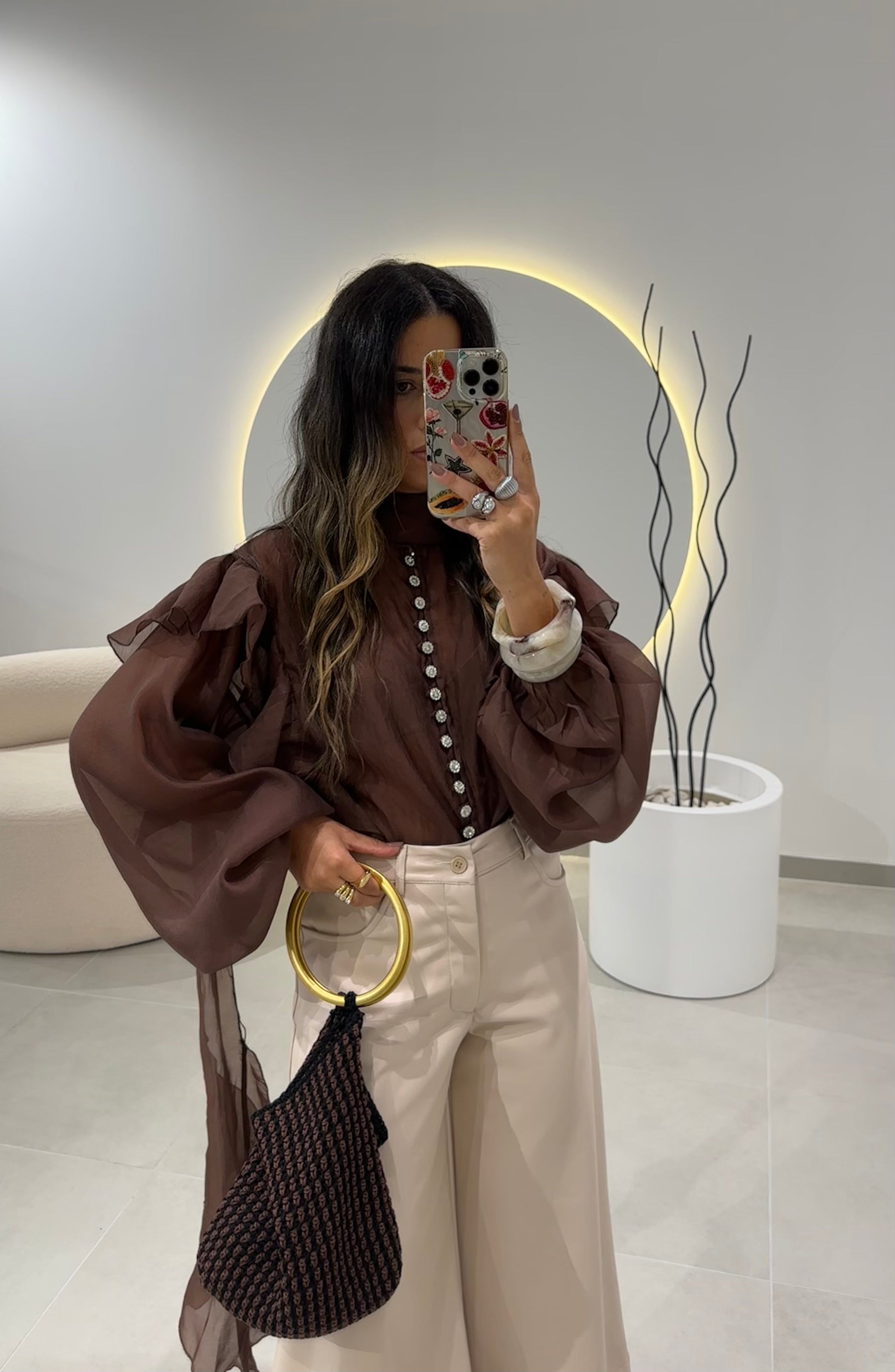 Brown Jewel Blouse