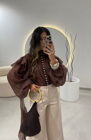 Brown Jewel Blouse