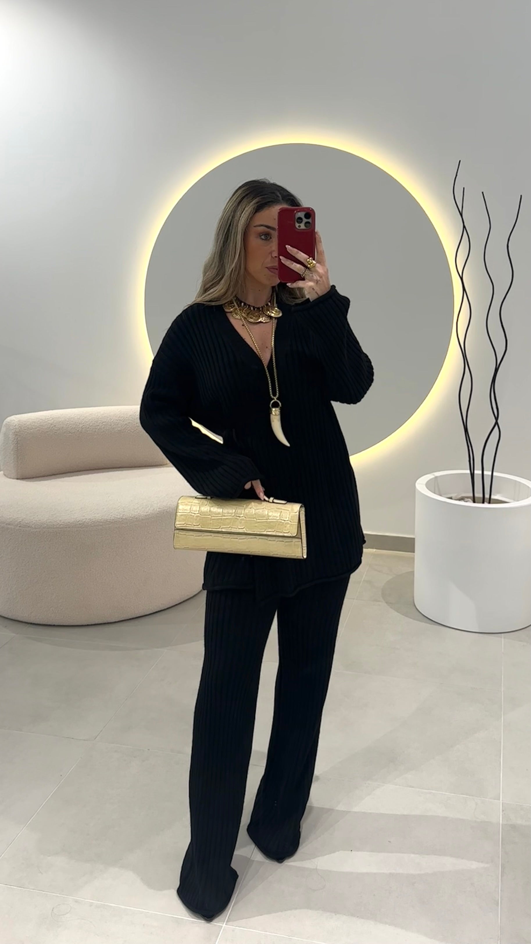 Black Cardigan and Trousers Set