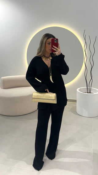 Black Cardigan and Trousers Set