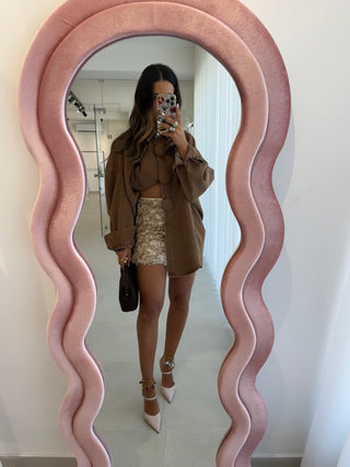 Beige Sequin Skirt