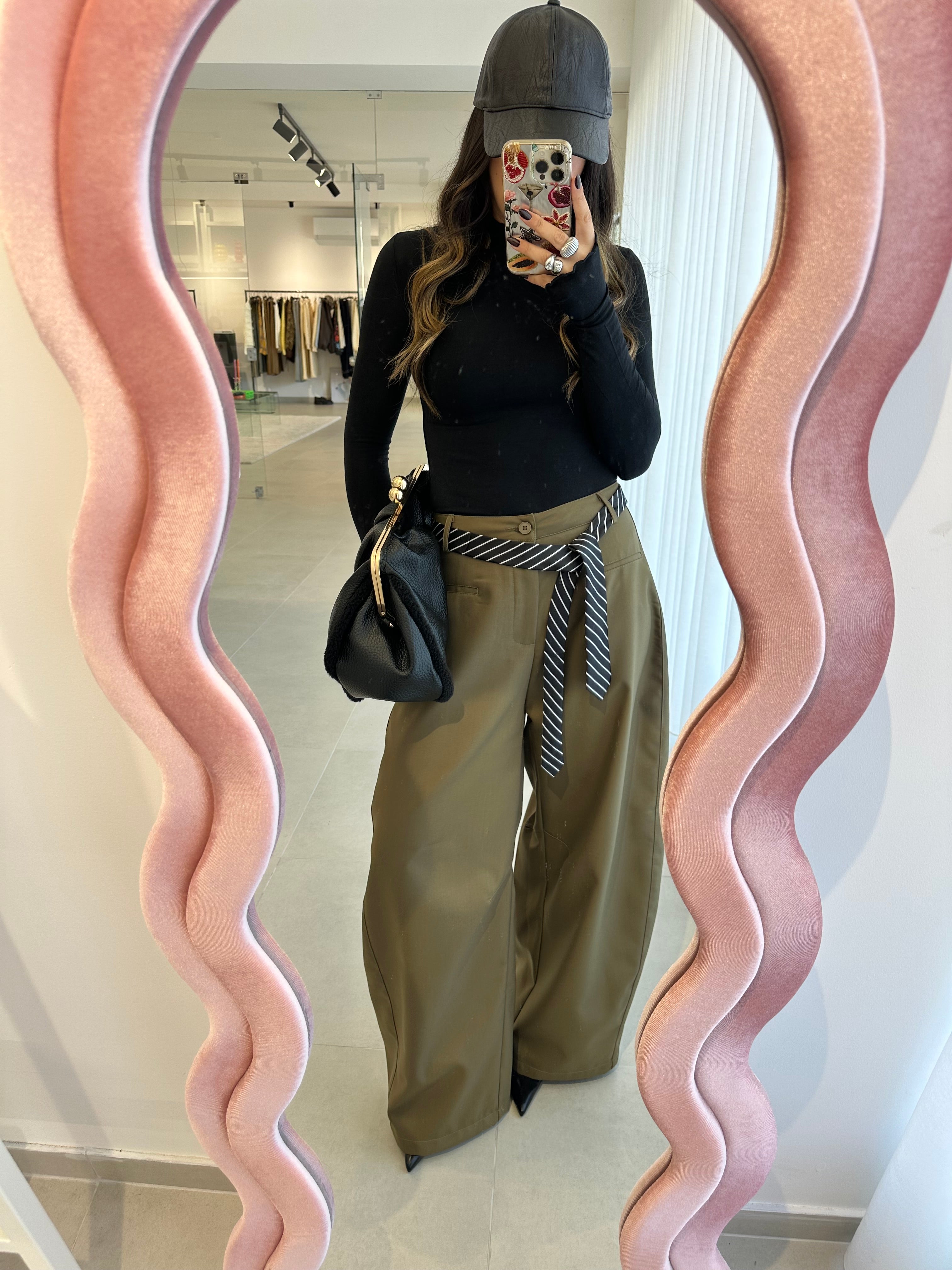 Green Balloon Trousers With Tie