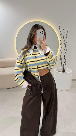 Brown Faux Leather Trousers