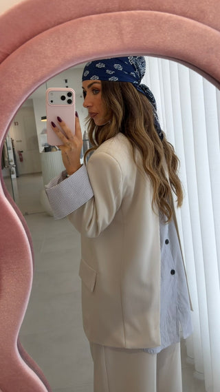 Cream Blazer with Shirt Back Detail