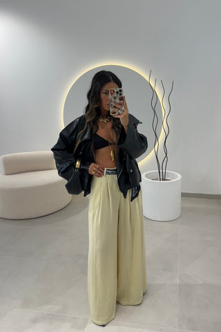 Butter Yellow Pants with Scarf Belt