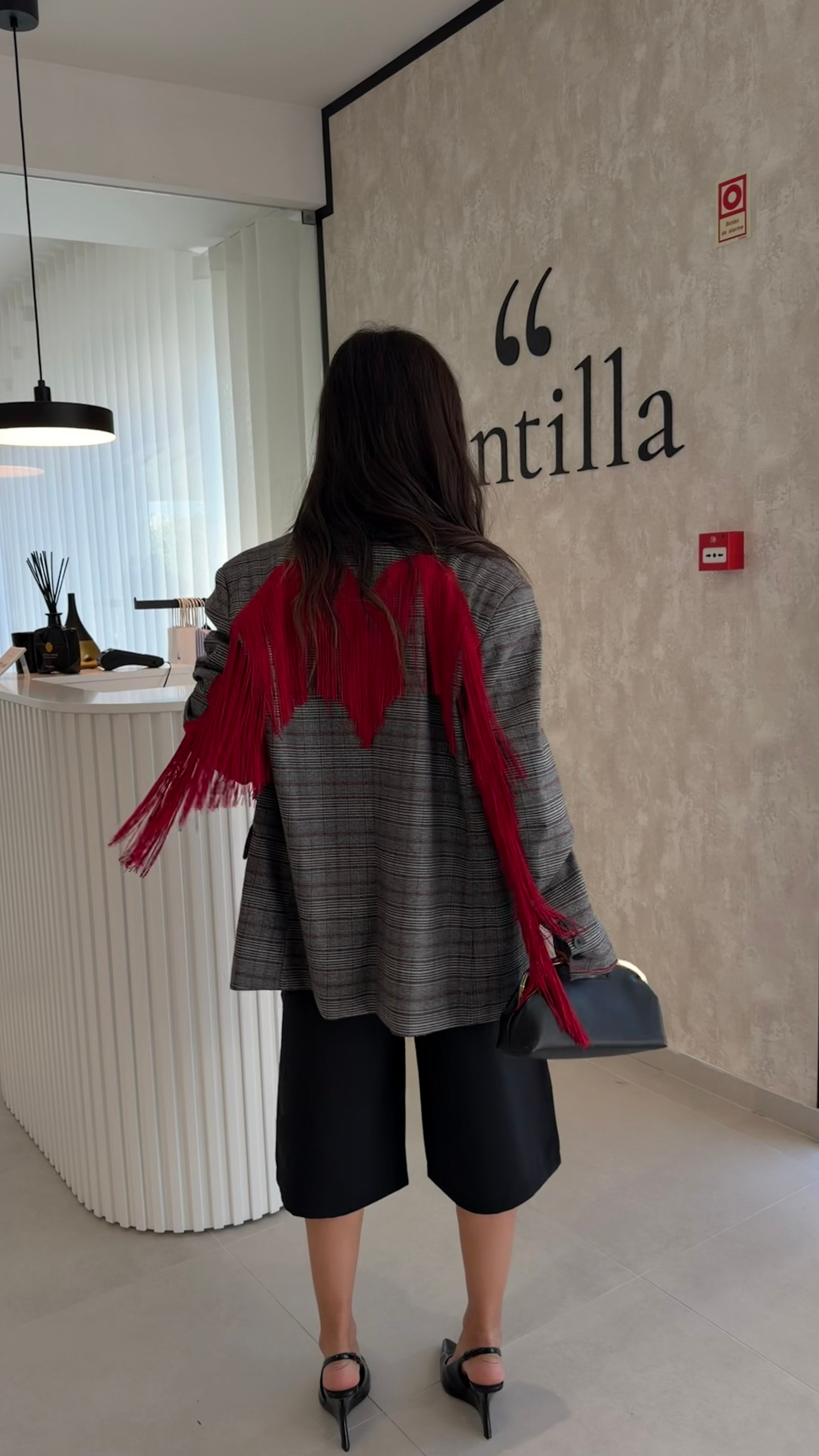 Tartan Fringed Blazer Lumina