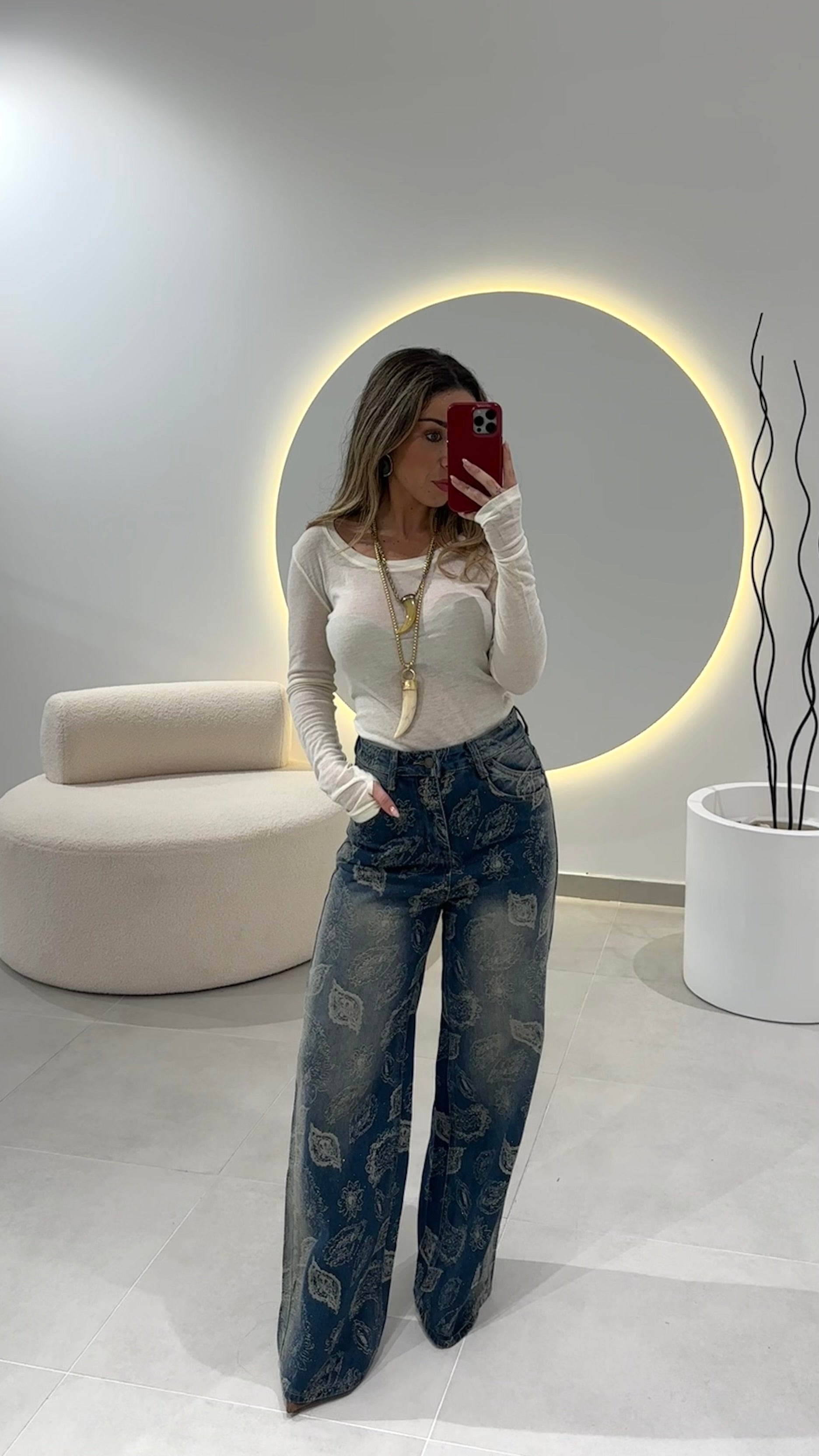 High Waist Bandana Jeans