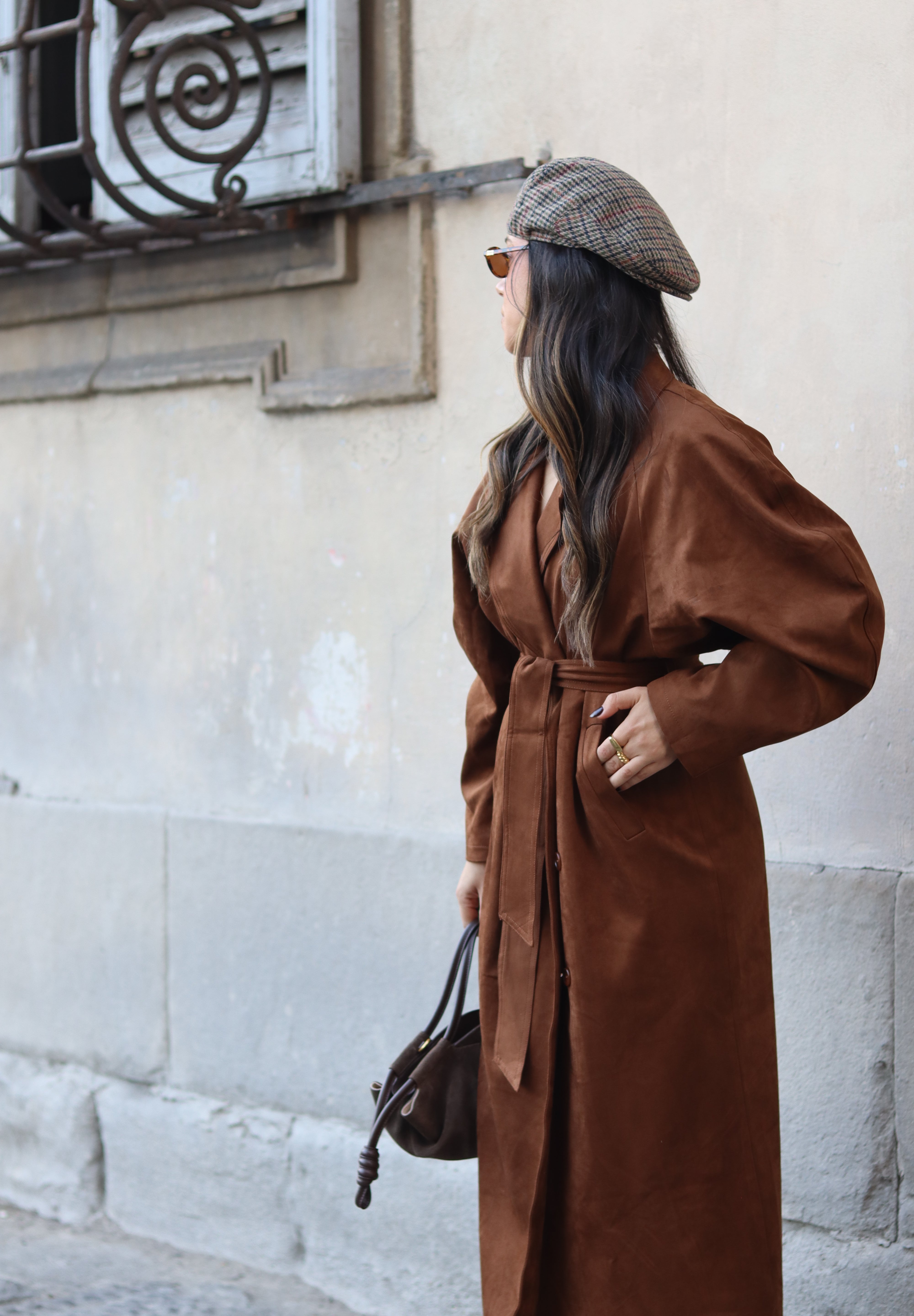 Suede Trench Balloon Sleeve