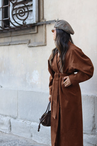 Suede Trench Balloon Sleeve