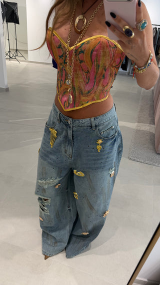 Oversize Gold Details Jeans