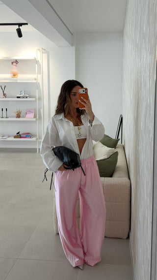 Baby Pink Satin Pants