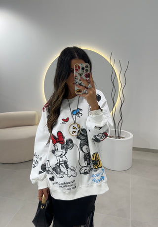 White Oversized Disney Sweatshirt