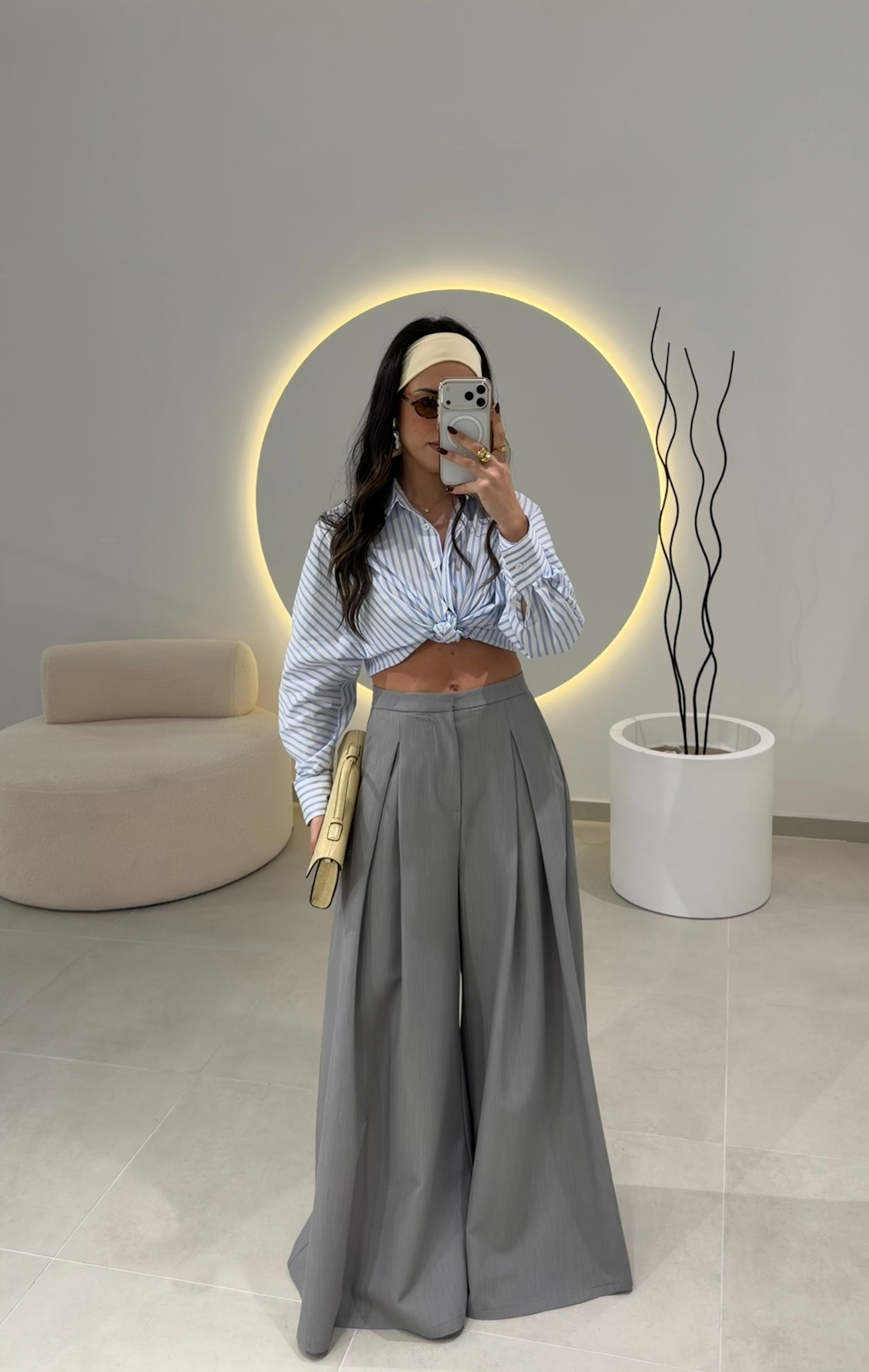Grey Extra Flare Lumina Trousers