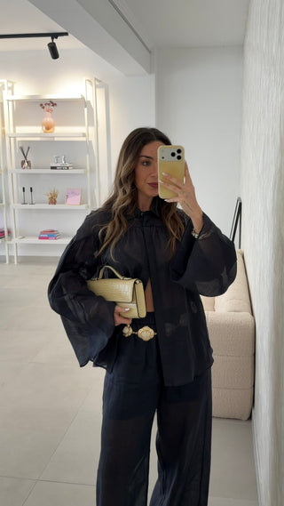 Navy Blouse Lumina 100% Linen