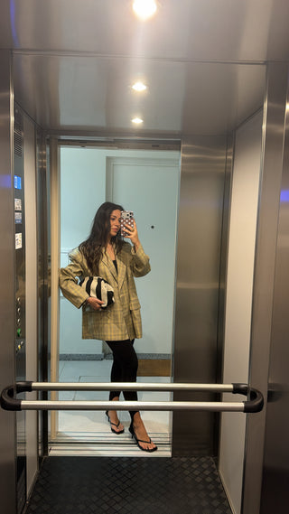 Checkered Yellow Oversize Blazer