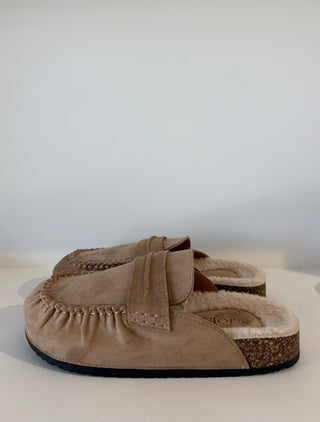 Beige Fur Mules