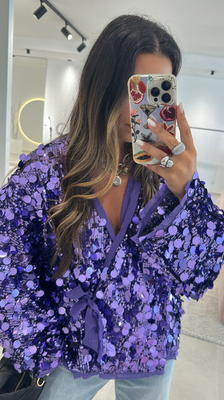 Purple Sequin Kimono