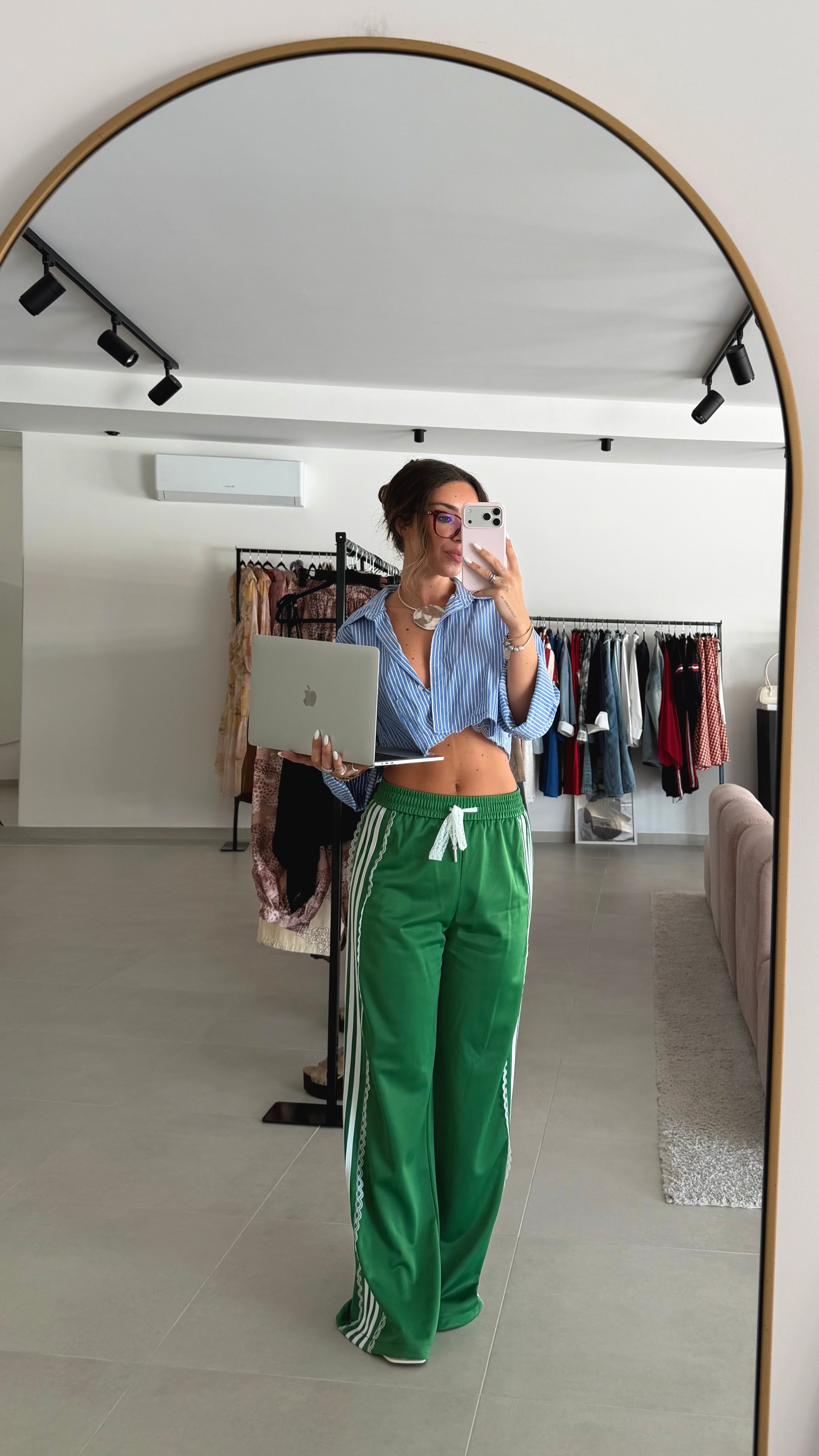 Green Striped Pants