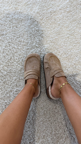 Beige Fur Mules