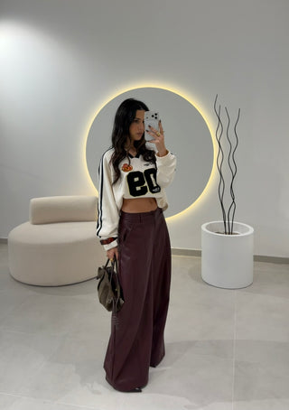 Bordeaux Faux Leather Trousers