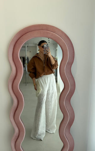 White Embroidered Trousers Lumina