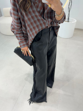 Fringed Faux Leather Pants