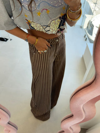 Brown Striped Jeans