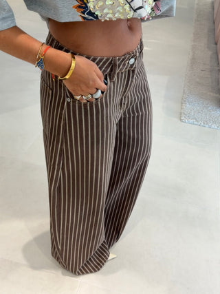 Brown Striped Jeans