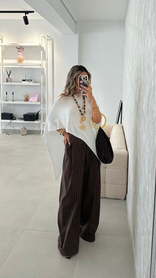 Calça Lumina Risca Castanha