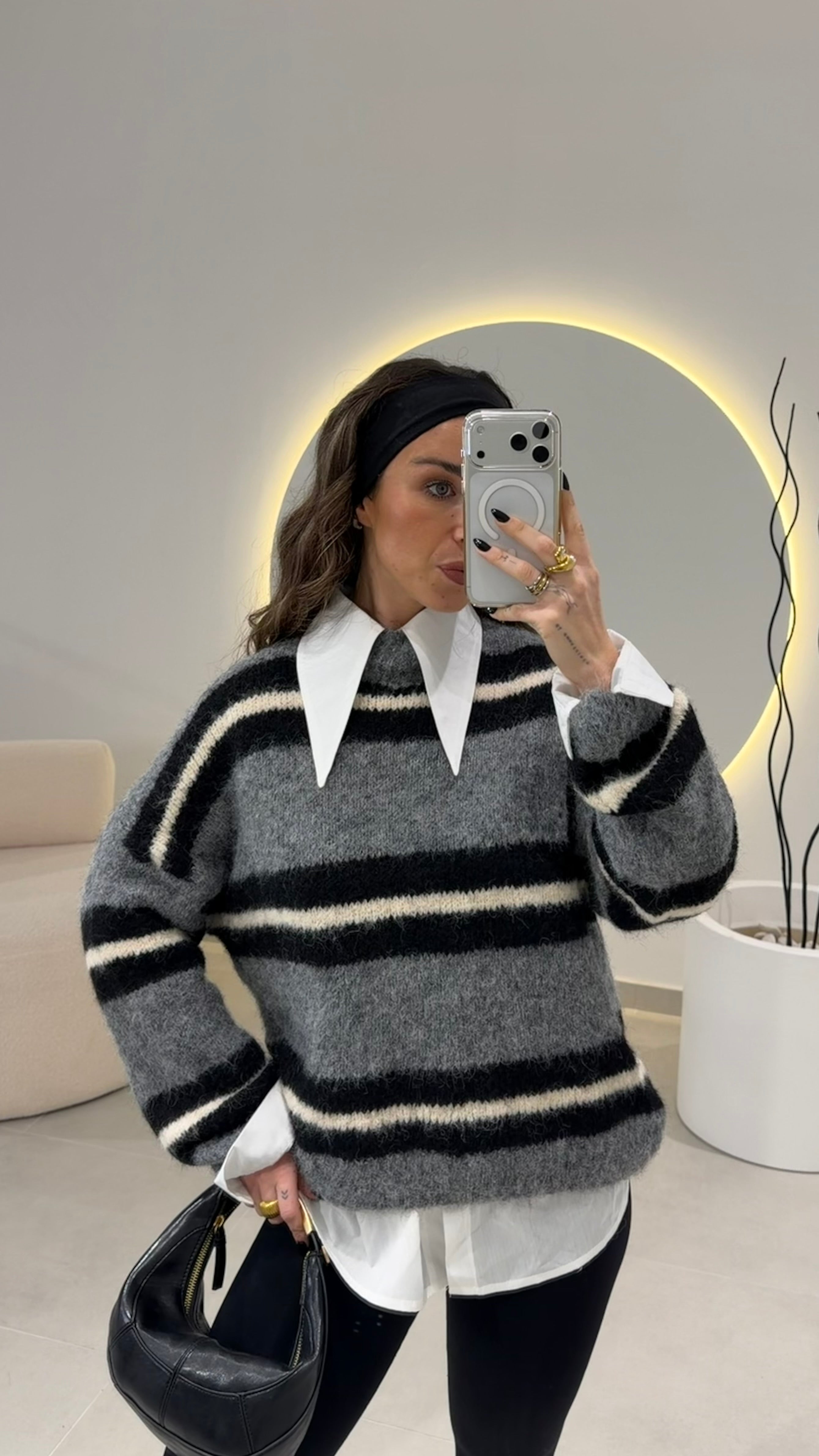 Grey and Black Knit Sweater