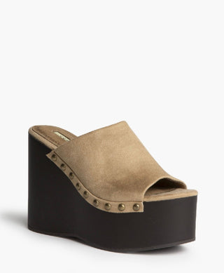 Beige Suede Platform Heels