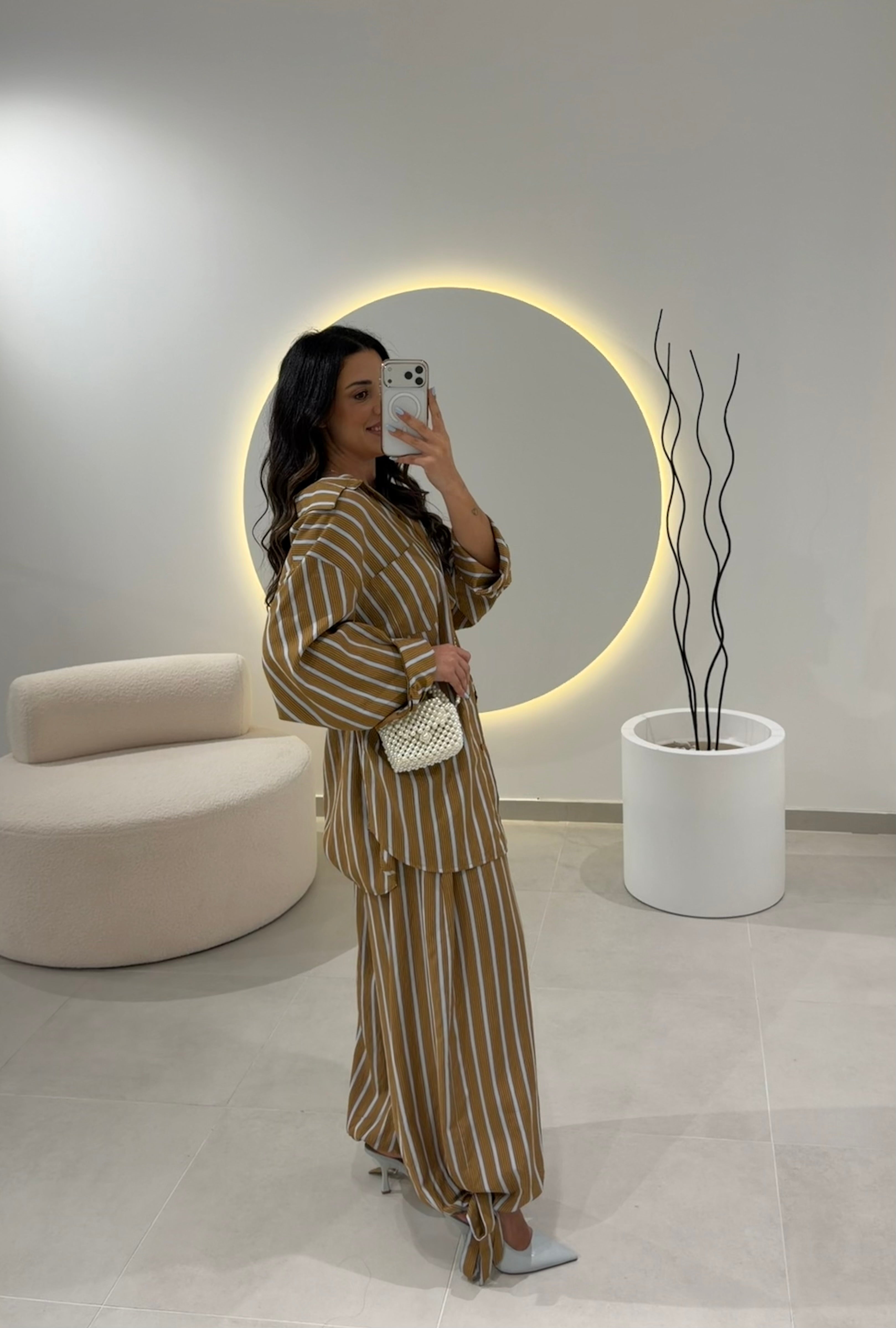 Camel and Blue Bombacha Set