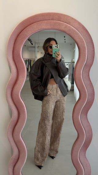 Deer Print Wide Leg Jeans