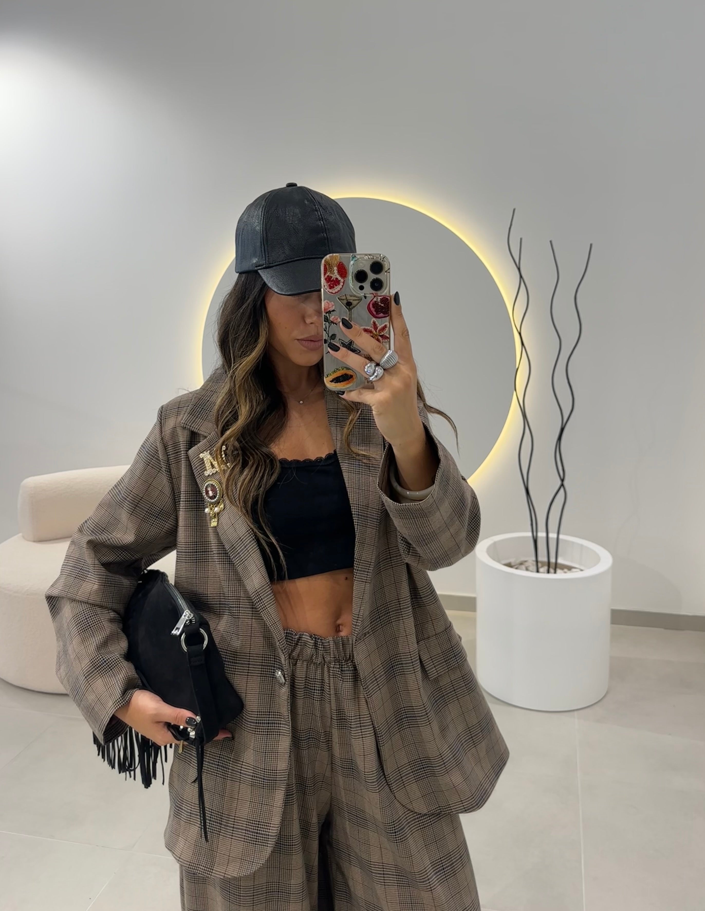 Plaid Blazer With Pins