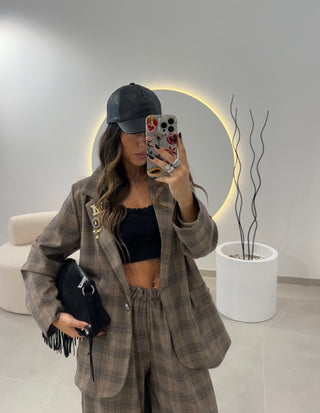 Plaid Blazer With Pins
