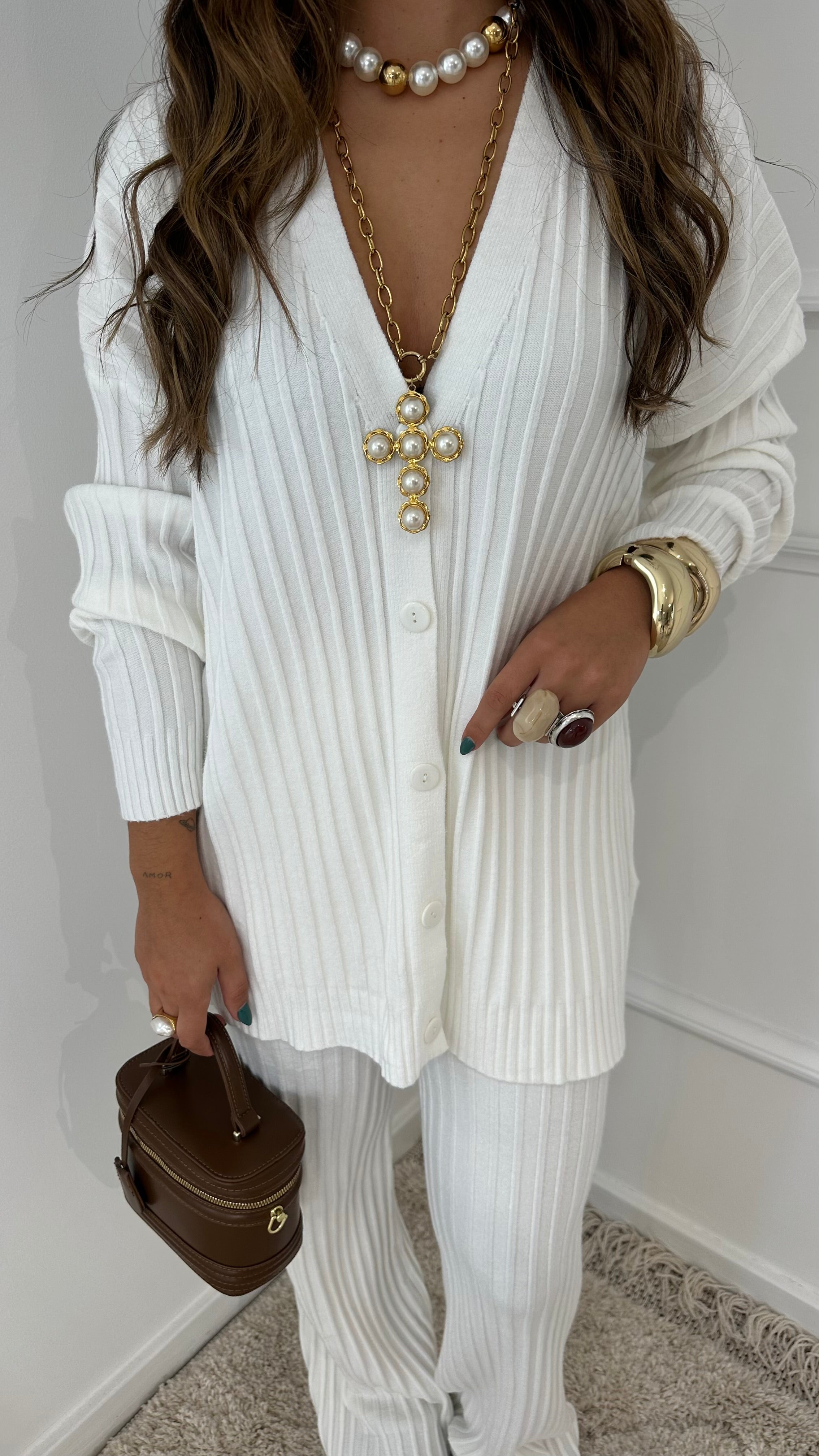 Conjunto Malha Cardigan Branco