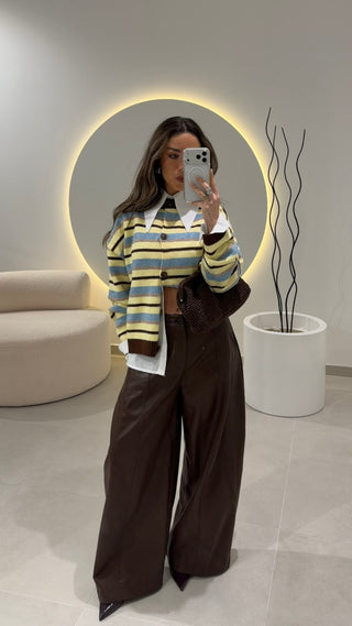 Brown Faux Leather Trousers