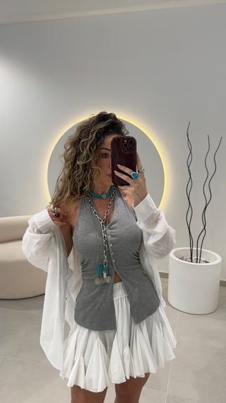 Top Halter Cinza