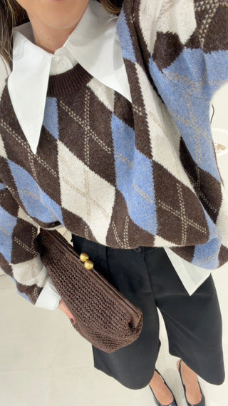 Diamond Pattern Knit Sweater