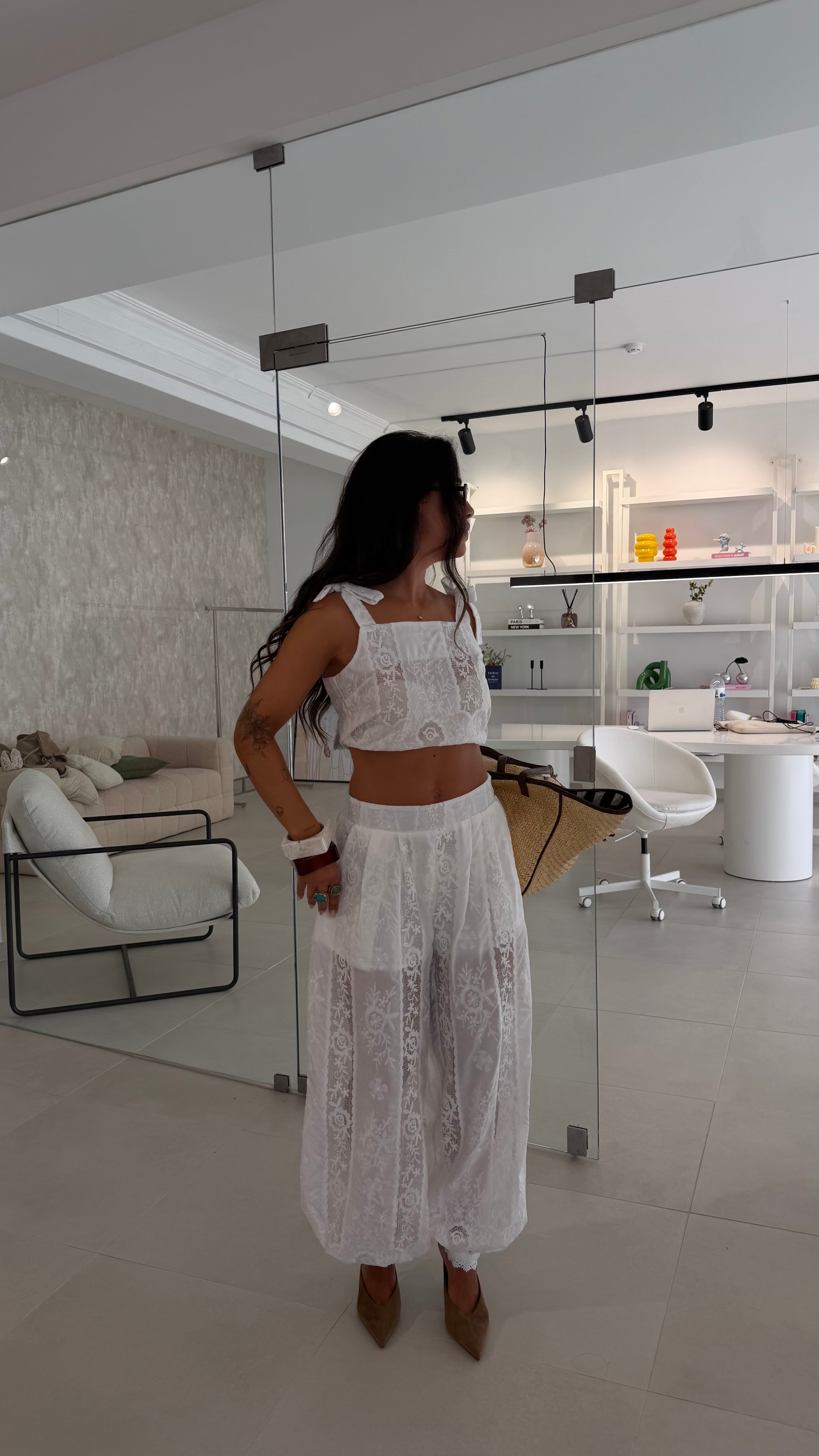 Embroidered White Set
